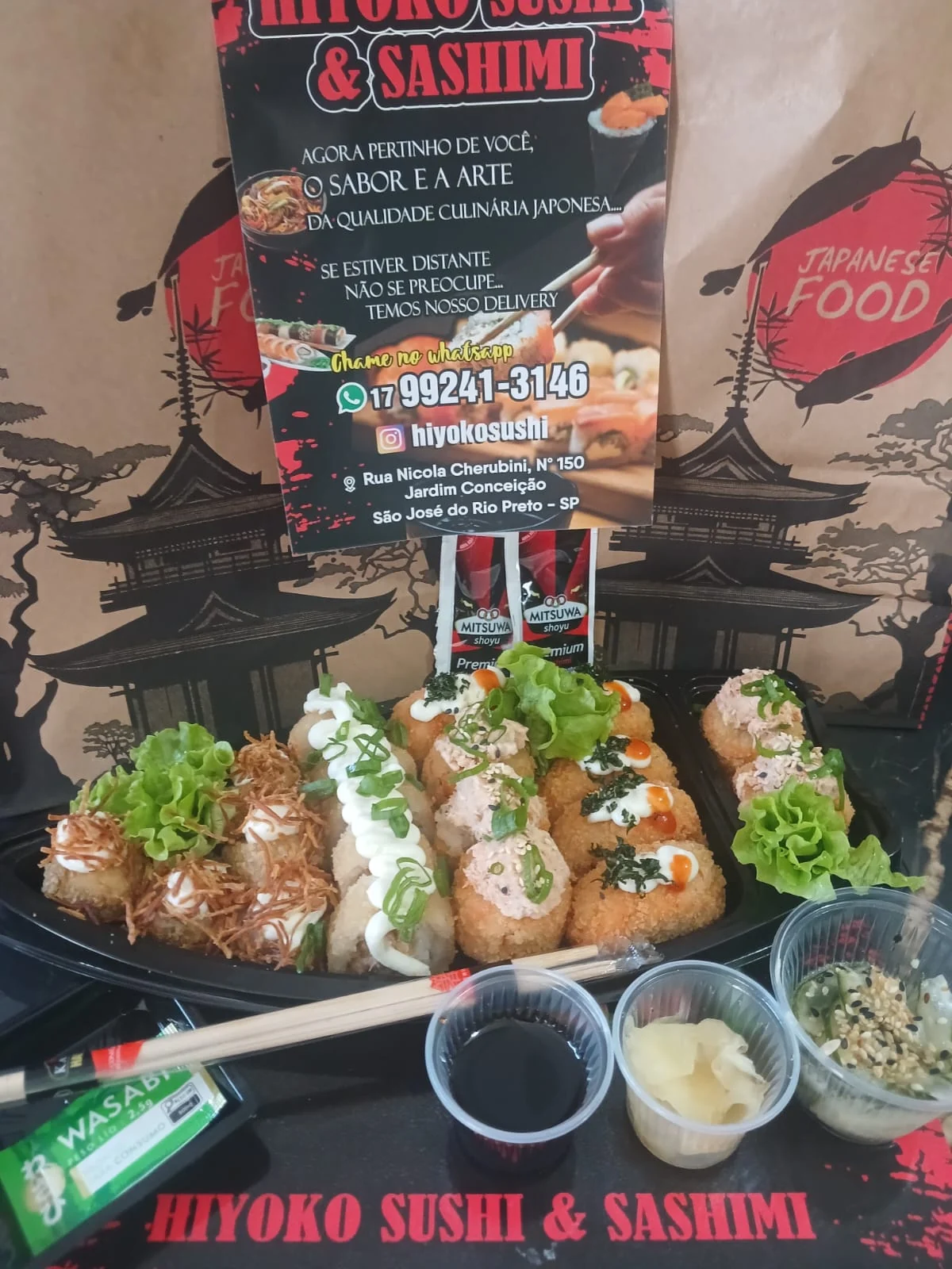 Prato Hiyoko com sashimi e sushi